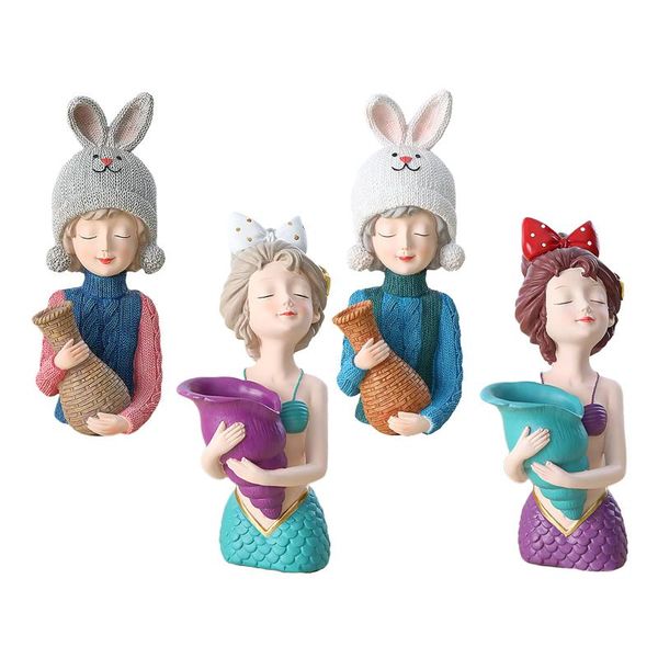 

bouquet girl sculpture floral arrangement pot indoor decoration ornament party
