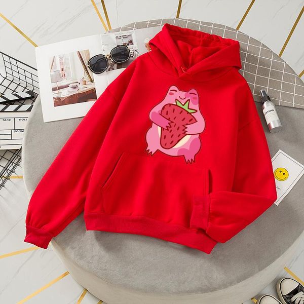 

women's hoodies & sweatshirts hood sweatshirt jacket ullzang woman winter thick fleece oversize women drawstring graphic strawberry fro, Black