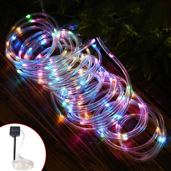 

strings 50/100/200leds pvc tube copper wire string lights solar powered led strip for year christmas wedding garland patio decorat