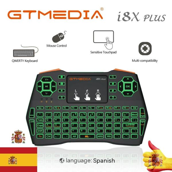 

gtmedia i8x plus wireless keyboard 2.4ghz spanish air mouse touchpad i8 remote for g1 g2 gtc x96 android smart tv box keyboards