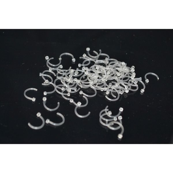 

shippment lot100pcs retainers hide piercing nose ring stud screw 20g body piercing jewelry all clear flexible, Silver