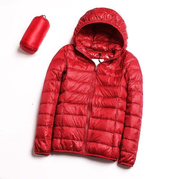 

women's jackets winter women jacket ultra thin autumn down hooded duck coat red basic female long sleeve slim warm parka pink black, Black;brown