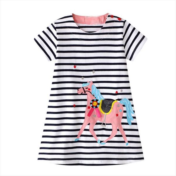 

kids for girls summer girl dress robe fille vestido roupas infantis menina stripped animal appliqued, Red;yellow