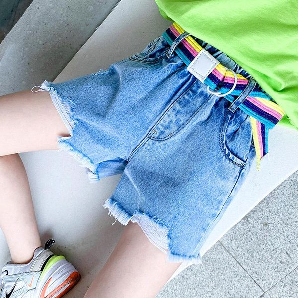

shorts girls denim wholesale 2021 summer teenage girl rainbow loose short, Black