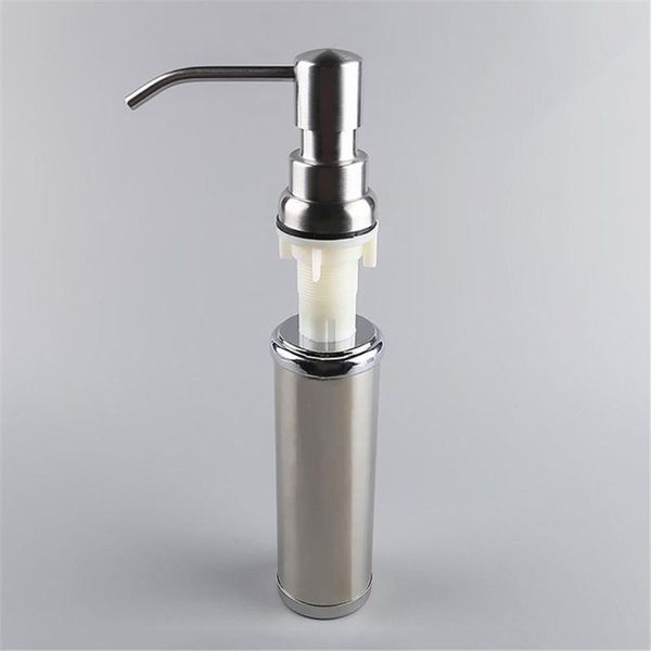 

stainless steel brushed soap dispenser 250 ml capacity sink cylinder wire drawing metal liquid