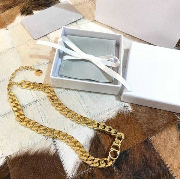 

brand necklace luxury designer necklaces 14k gold cuban chain necklace fashion letters, hip hop jewelrys with box for ma, Golden;silver