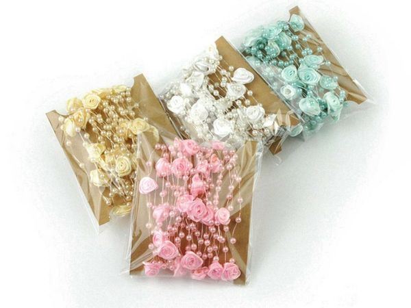 

bruiloft bloemen 5 meter vislijn parels kralen lint bloem boeket garland decor