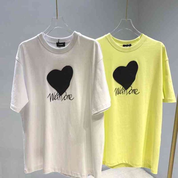 

women's t-shirt well21 chest leather love graffiti letter round neck t-shirt loose pullover medium long short sleeve iu1o, White