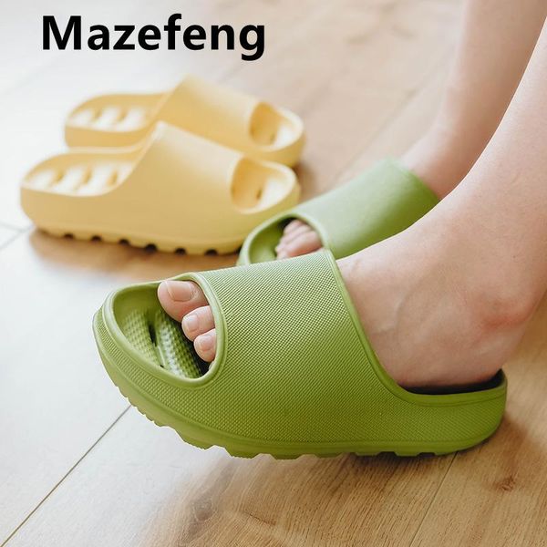 

slippers mazefeng 2021 indoor comfortable soft men women non-slip bathroom home shoes flat eva thick sole slides women's sandals, Black