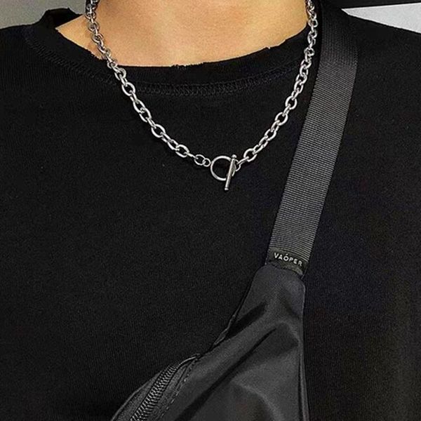 

chains trendy thick chain necklace bracelet for women men fashion linked minimalist couple party jewelry, Silver