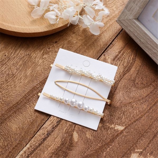 

5L6P creative fashion women's simple hair clips sweet metal pearlset bangs korean barrettes creative fashion hairpin women's simple sweet m, Golden;silver