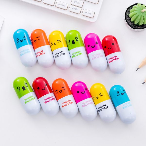 

exprsion cartoon pill pen capsule telcopic ball children's student, Blue;orange