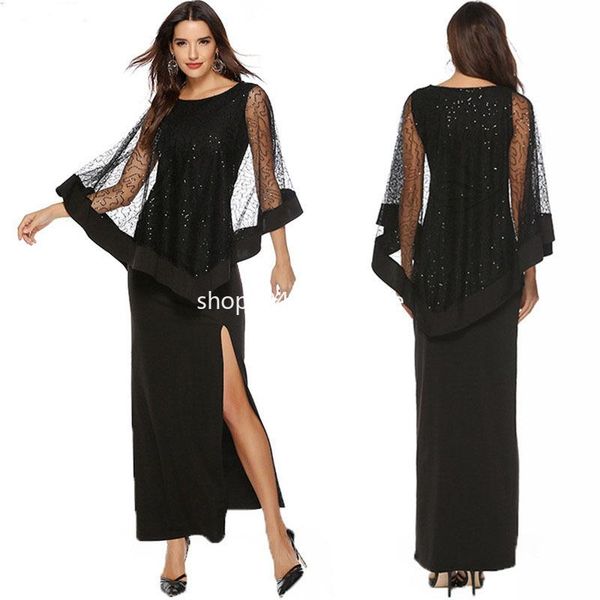 

ethnic clothing black african dashiki sequins cloak long maxi dress high waist slim split casual robe dresses for women africa, Red