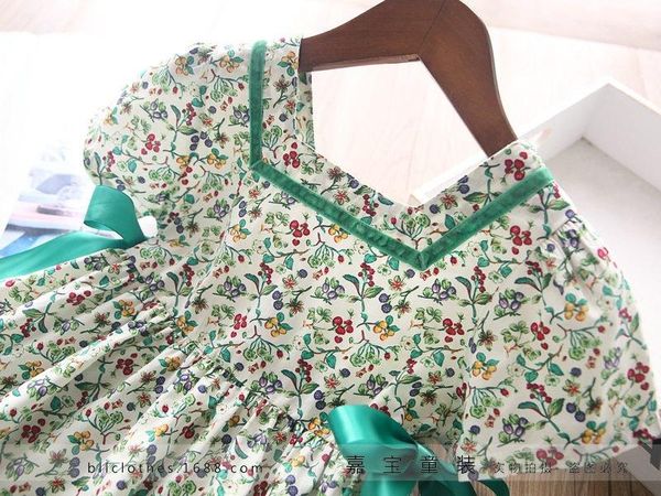 

girl's dresses girls dress wholesale 2021 summer baby girl floral print cotton bow tie princess, Red;yellow