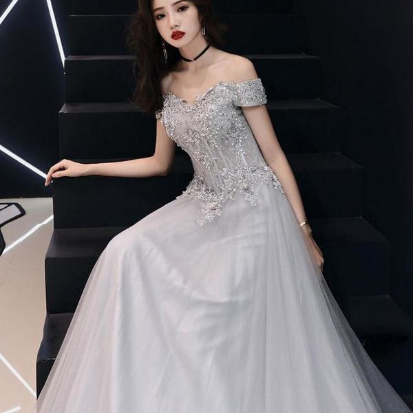 

ethnic clothing gray slim evening party dress slash neck banquet temperament hostess elegant prom gowns maxi mesh xs-3xl, Red