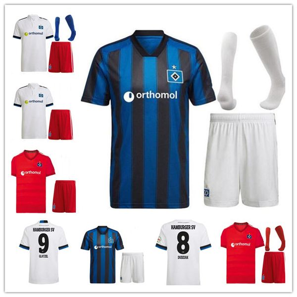 

2021 2022 hamburger sv soccer jerseys home away third vagnoman onana leibold reis kittel glatzel dudziak 21 22 hsv kits sock full sets footb, Black;yellow