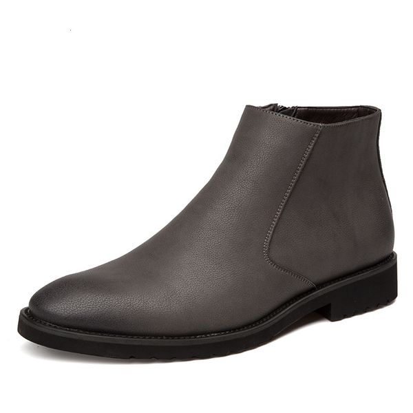 

boot spring fashion leather convenient zip pointed to toe dressed in business black men brown ankle boots male tyh6 20eb
