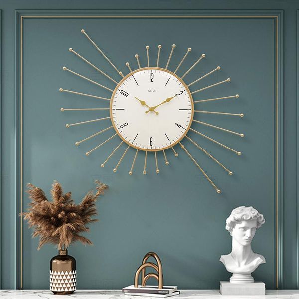 

wall clocks gold minimalist clock living room large silent metal modern design reloj pared grande home decor ll50wc