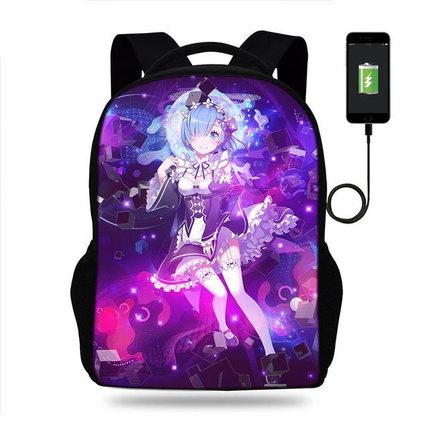 

school bags 2021 girls re zero backpack mochila travel lapheadphone usb port women
