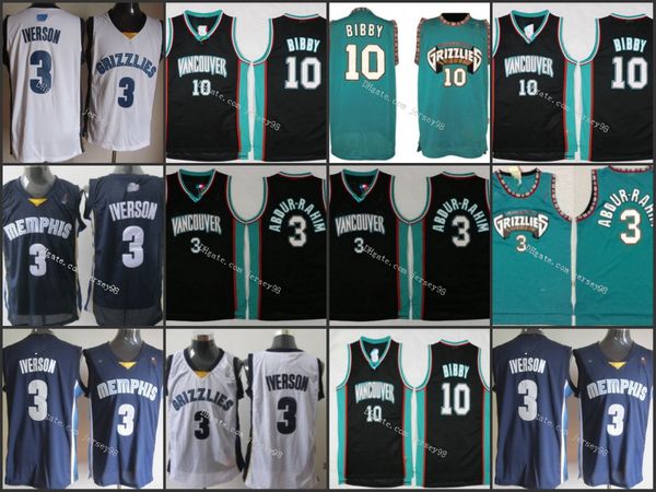 

memphis grizzlies black #10 mike bibby #3 shareef abdur-rahi retro basketball jersey