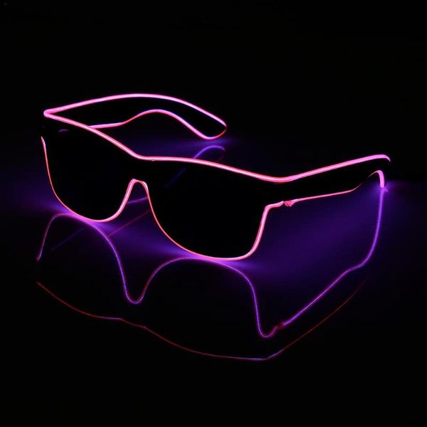 

party decoration 1pc standard black lens luminous led glasses el wire neon cold light for christmas dancing glowing supplies