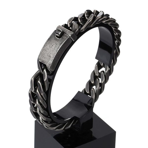 

link, chain men's bracelets trend jewelry hand punk party bangles stainless steel man accessories gothic style bangle men bracelet, Black