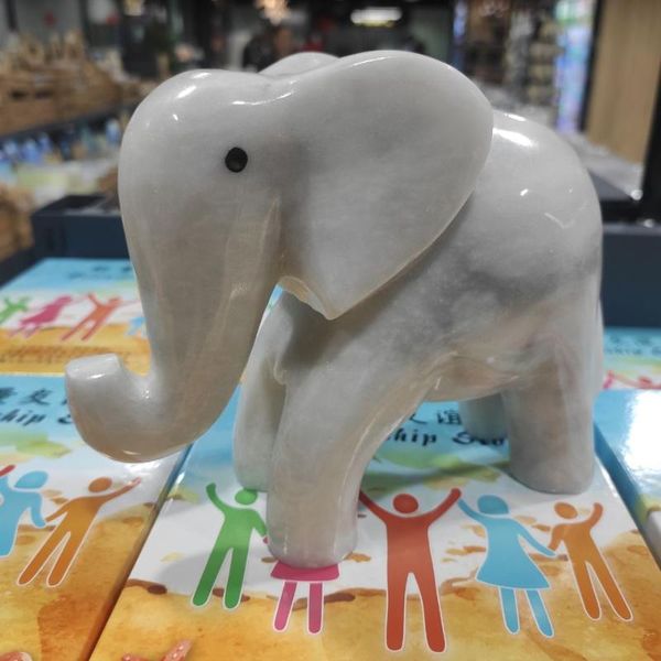 

1pcs natural marble elephant used for home decoration decorative objects & figurines