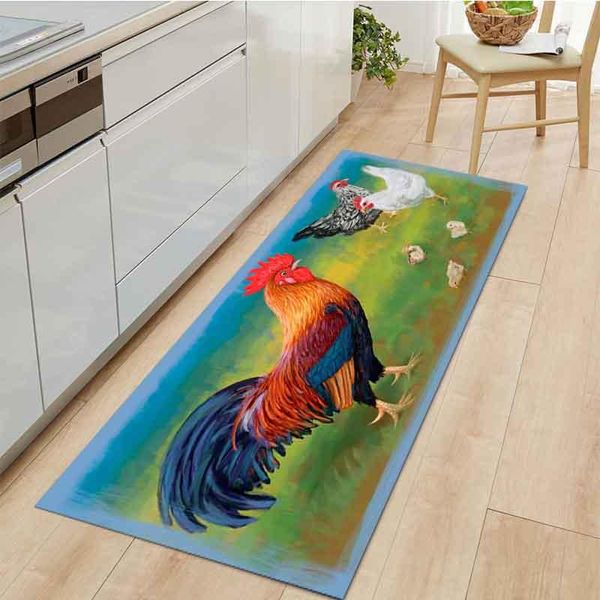 

carpets rooster oil painting durable kitchen carpet indoor outdoor floor rugs non-slip bath mats entrance doormat home decoration