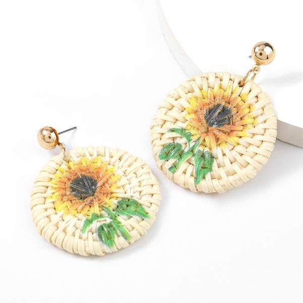 

dangle & chandelier exaggerated personality tree vine woven sunflower earrings ladies sunshine trend wholesale, Silver
