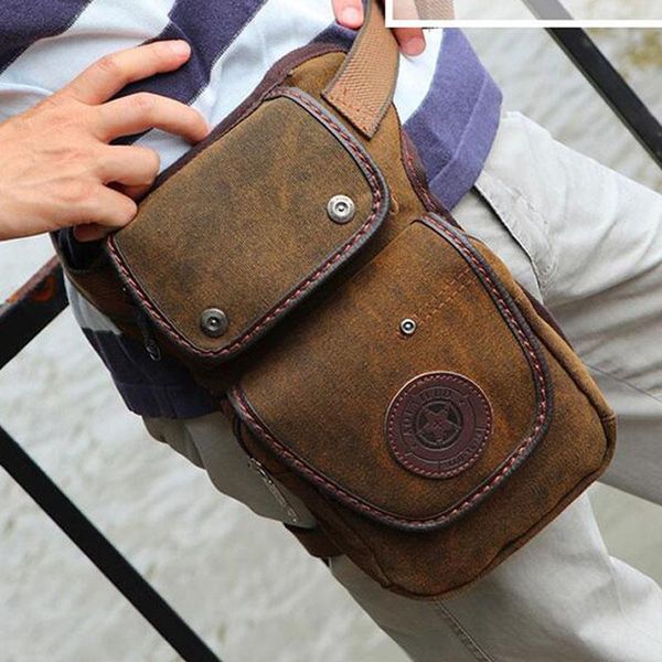 

men drop leg fanny bag belt pack canvas/nylon military travel small messenger shoulder motorcycle ride waist bags