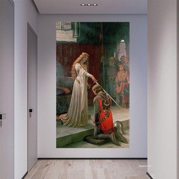 

paintings england famous painter edmund blair leighton accolade posters print on canvas wall art painting for living room frame