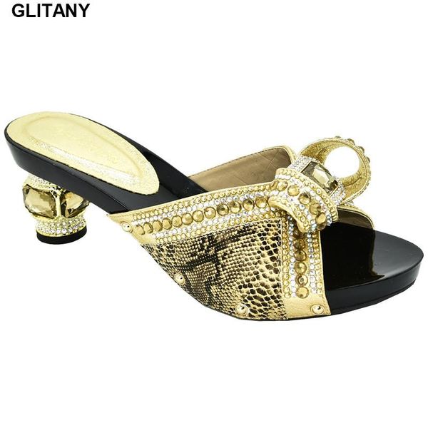 

dress shoes latest women luxury 2021 rhinestone wedding party bride cristal african special materials high heels 7 cm, Black