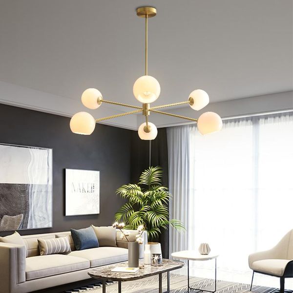 

nordic style chandelier living room lamp simple modern bedroom dining creative personality light luxury spherical chandelie pendant lamps