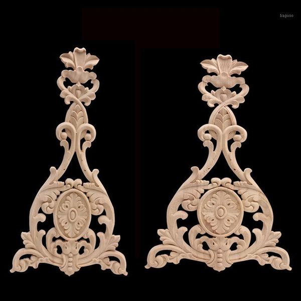 Oggetti decorativi Figurine Decorazioni intagliate Non verniciate Antico moderno Applique in legno Decalcomanie in legno Lungo mobili floreali Pareti Finestra Onlay