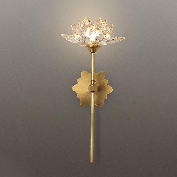

wall lamps modern flower led lamp copper crystal living room stairs light aisle bathroom sconce 90-260v home decoration