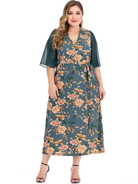 

women's plus size hy89305# large contrast stitching printed