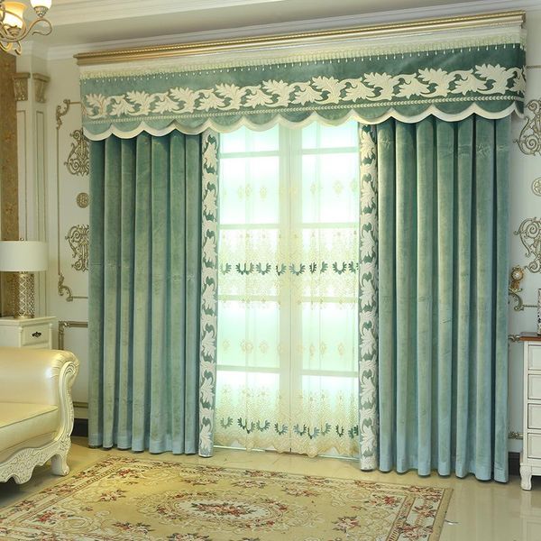 

curtain & drapes simple and fashionable meisi mengsha flannel embroidered fabric green style curtains for living dining room bedroom