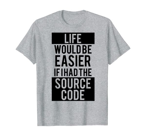 

funny programmer t-shirt - life easier source code tee, White;black