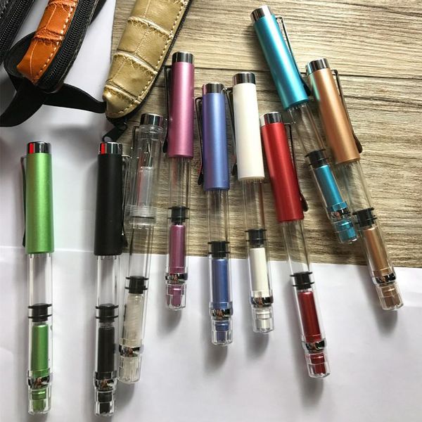 

3008 fashion brief transparent fountain pen silver clip colorful ink pens student school supplies stationery