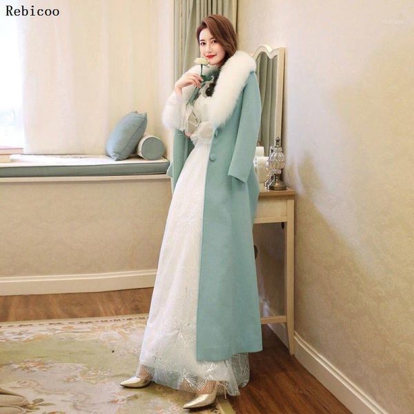 

women's wool & blends winter products, high-end temperament, loose and comfortable mid-length slim woolen coat, -like coat, Black