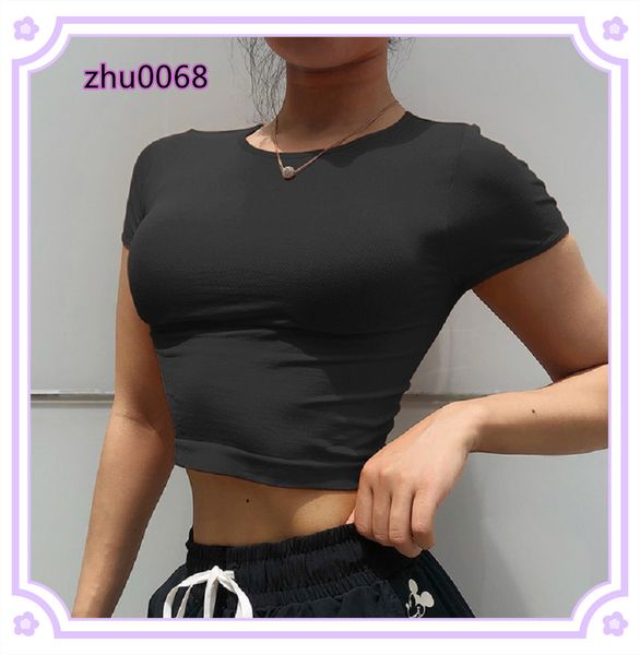 

yoga seamless shirt short sleeve crop women sport gym tshirt, White;red
