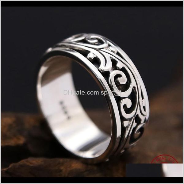

real 925 sterling silver flower rotatable ring fine jewelry man joint ring jewelry gift rl5ta 8tcng