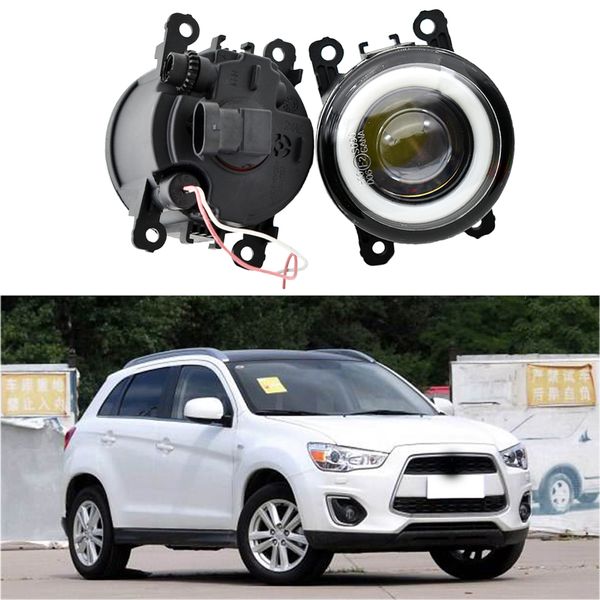 

2pcs/lot car front bumper led with lens fog lights angel eye for mitsubishi asx rvr outlander sport 2013-2015