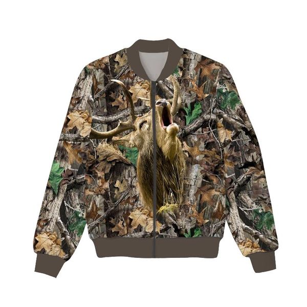 

men's jackets fashion hunting graphic spring autumn winter hip hop casual brand 3d print deer thin jacket polyester v11, Black;brown