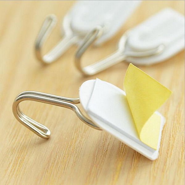 

hooks & rails 6pcs/set wall door sticky hanger strong adhesive plastic hook holder for home kitchen bathroom fu