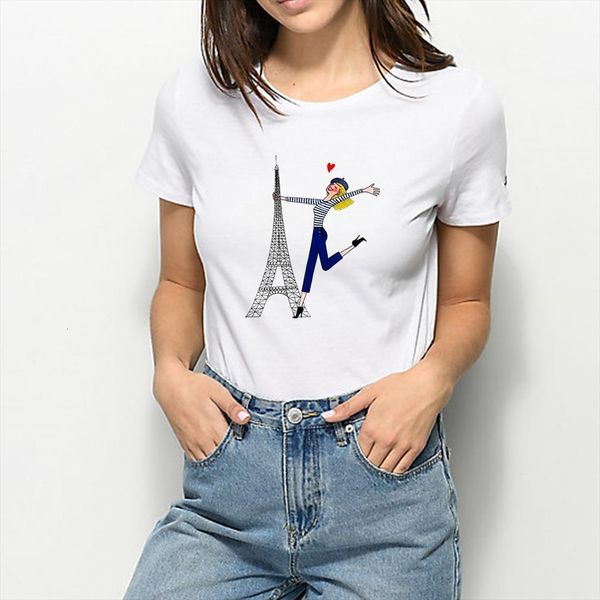 

summer lively lovely female and men t shirts women print tales of paris fascinating fashion funny harajuku graceful vintage, White;black
