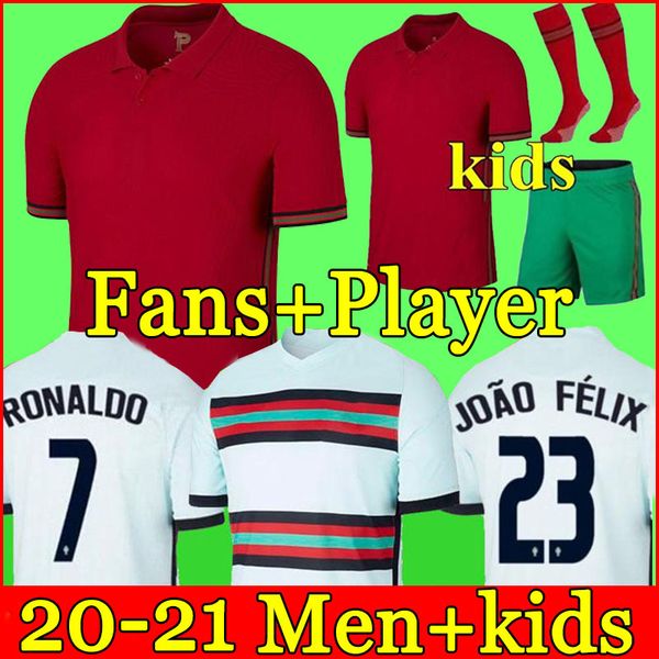 

soccer ronaldo jersey 20 21 b.fernandes joao felix diogo j. ruben neves bernardo football shirt 2020 2021 national team men + kids kit unifo, Black