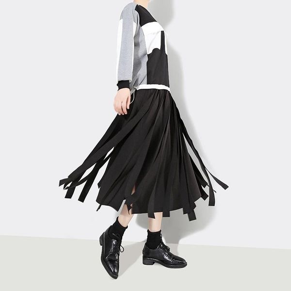 

skirts 2021 spring big black elastic belt loose sewing
