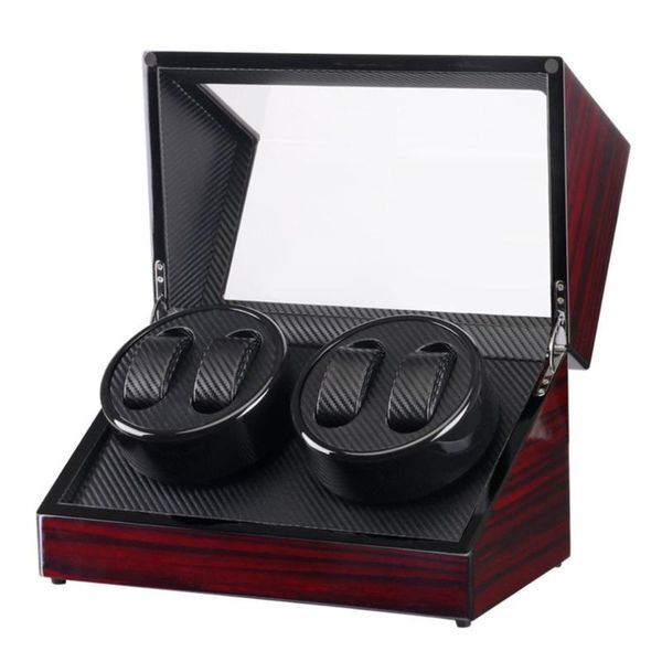 

watch boxes & cases double winder box black auto self winding wooden mechanical watches case accessories storage holder watchwinder, Black;blue