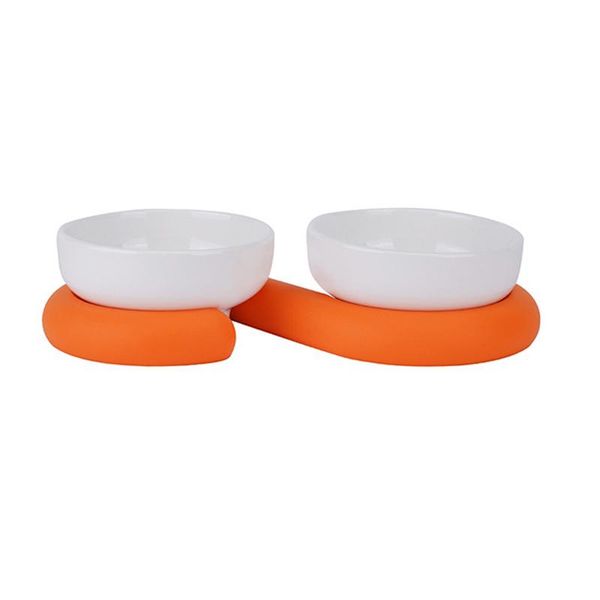 

cat bowl double bowls ceramics anti-tipping pet feeding water for cats product supplies & feeders